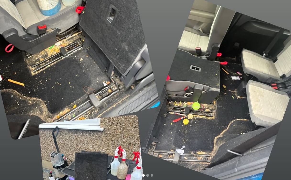 Dirty seats before cleaning